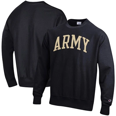 Men's Champion Black Army Black Knights Relaxed Fit Arch Reverse Weave Pullover Sweatshirt