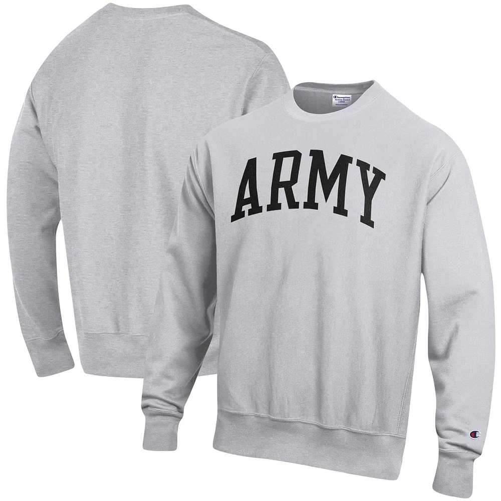 Men's Champion Heather Gray Army Black Knights Relaxed Fit Arch Reverse Weave Pullover Sweatshirt