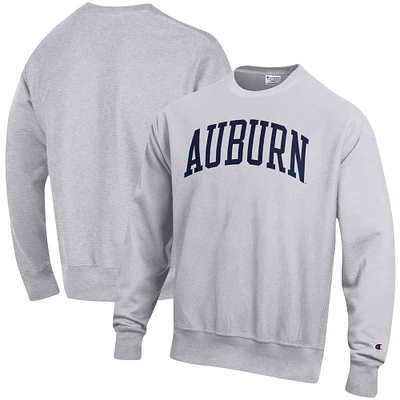 Men's Champion Heather Gray Auburn Tigers Relaxed Fit Arch Reverse Weave Pullover Sweatshirt