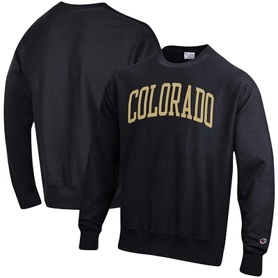 Men's Champion Black Colorado Buffaloes Relaxed Fit Arch Reverse Weave Pullover Sweatshirt