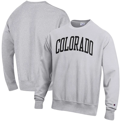 Men's Champion Heather Gray Colorado Buffaloes Relaxed Fit Arch Reverse Weave Pullover Sweatshirt
