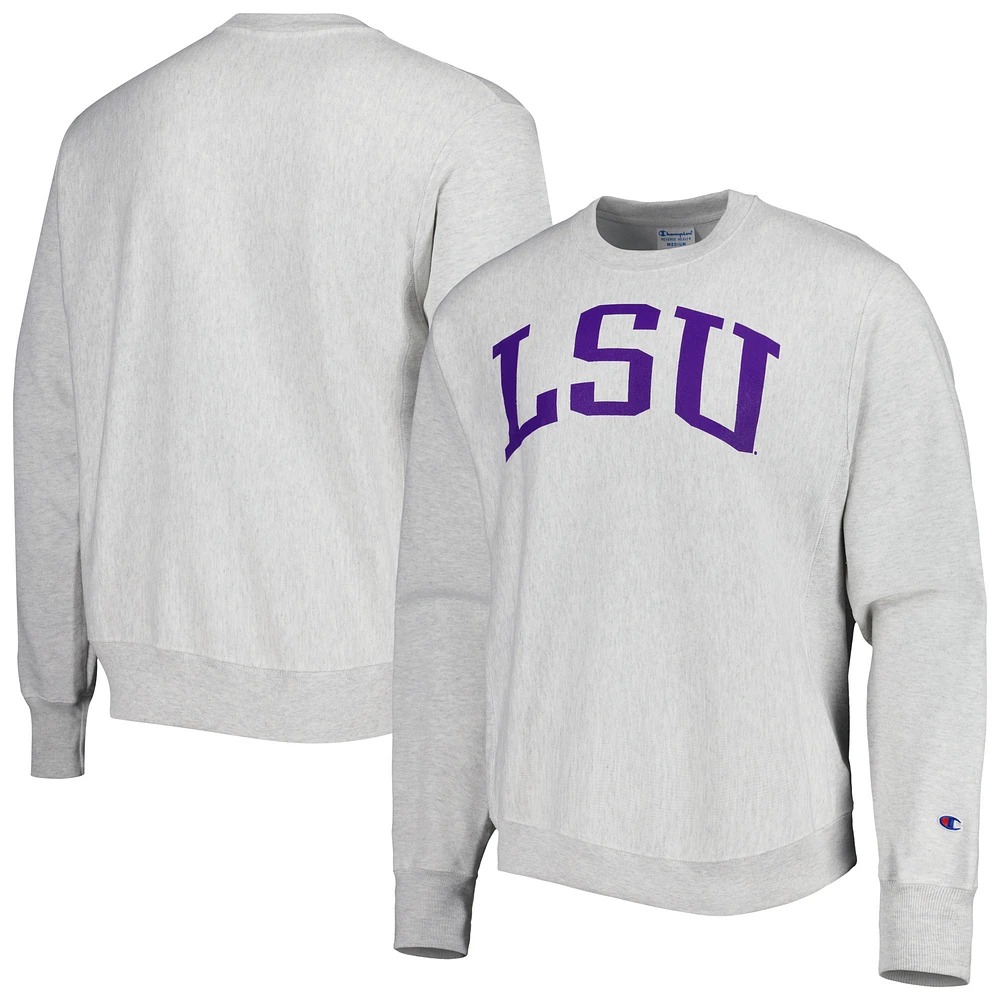 Men's Champion LSU Tigers Relaxed Fit Arch Reverse Weave Pullover Sweatshirt