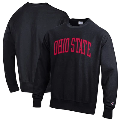 Men's Champion Black Ohio State Buckeyes Relaxed Fit Arch Reverse Weave Pullover Sweatshirt