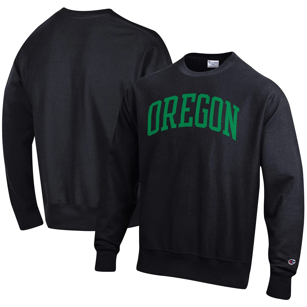 Men's Champion Black Oregon Ducks Relaxed Fit Arch Reverse Weave Pullover Sweatshirt