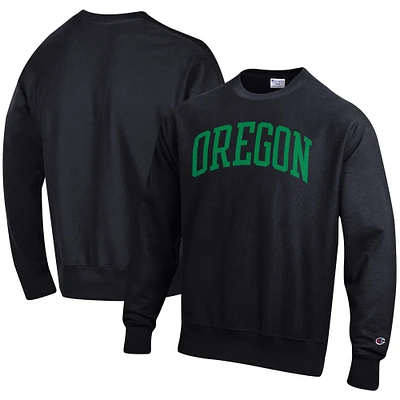 Men's Champion Black Oregon Ducks Relaxed Fit Arch Reverse Weave Pullover Sweatshirt