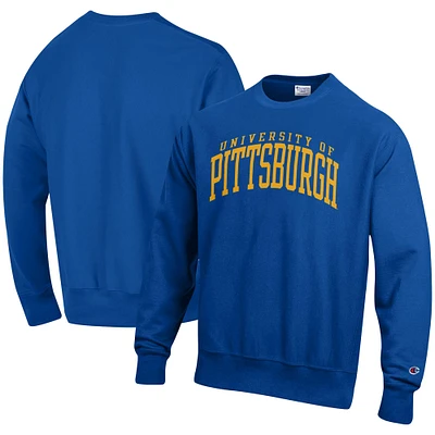 Men's Champion Royal Pitt Panthers Relaxed Fit Arch Reverse Weave Pullover Sweatshirt