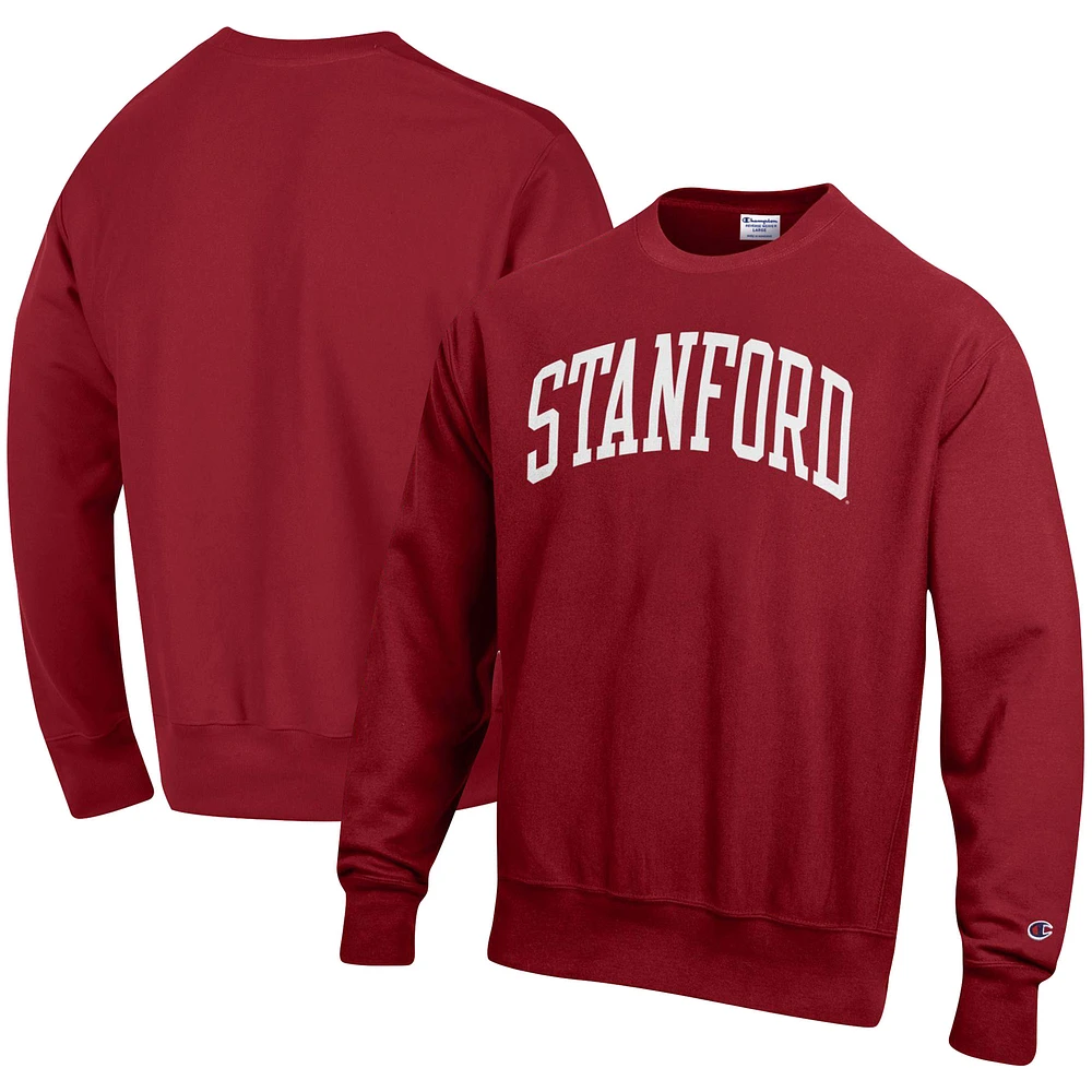 Men's Champion Cardinal Stanford Cardinal Relaxed Fit Arch Reverse Weave Pullover Sweatshirt