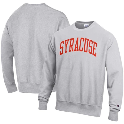 Men's Champion Heather Gray Syracuse Orange Relaxed Fit Arch Reverse Weave Pullover Sweatshirt