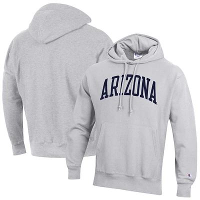 Men's Champion Heather Gray Arizona Wildcats Team Arch Reverse Weave Relaxed Fit Pullover Hoodie
