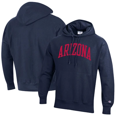 Men's Champion Navy Arizona Wildcats Team Arch Reverse Weave Relaxed Fit Pullover Hoodie