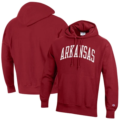 Men's Champion Cardinal Arkansas Razorbacks Team Arch Reverse Weave Relaxed Fit Pullover Hoodie