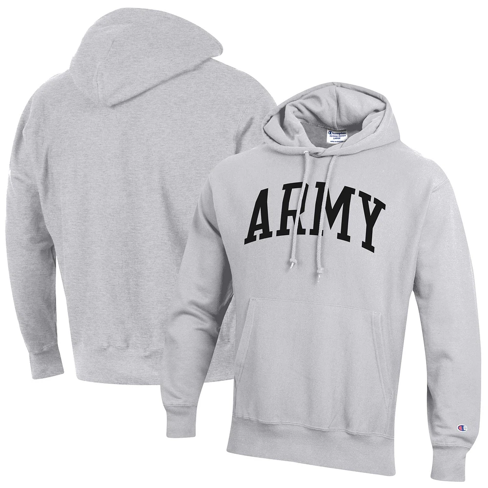 Men's Champion Heather Gray Army Black Knights Team Arch Reverse Weave Relaxed Fit Pullover Hoodie
