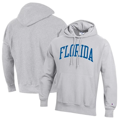 Men's Champion Heather Gray Florida Gators Team Arch Reverse Weave Relaxed Fit Pullover Hoodie