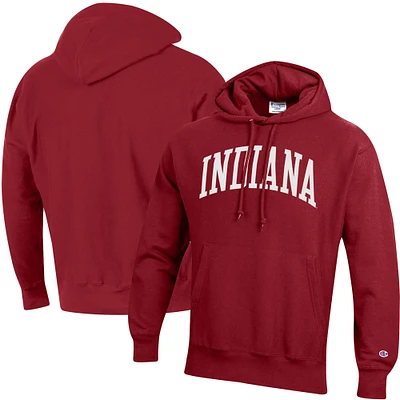 Men's Champion Crimson Indiana Hoosiers Team Arch Reverse Weave Relaxed Fit Pullover Hoodie