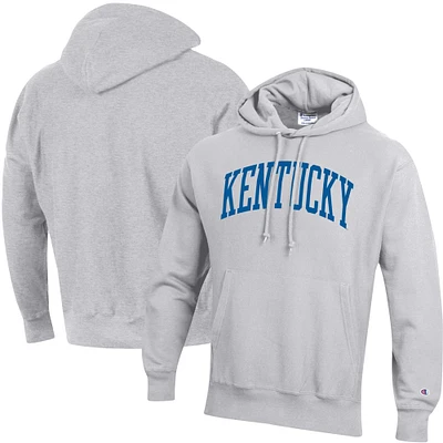 Men's Champion Heather Gray Kentucky Wildcats Team Arch Reverse Weave Relaxed Fit Pullover Hoodie