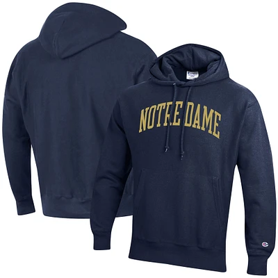 Men's Champion Navy Notre Dame Fighting Irish Team Arch Reverse Weave Relaxed Fit Pullover Hoodie