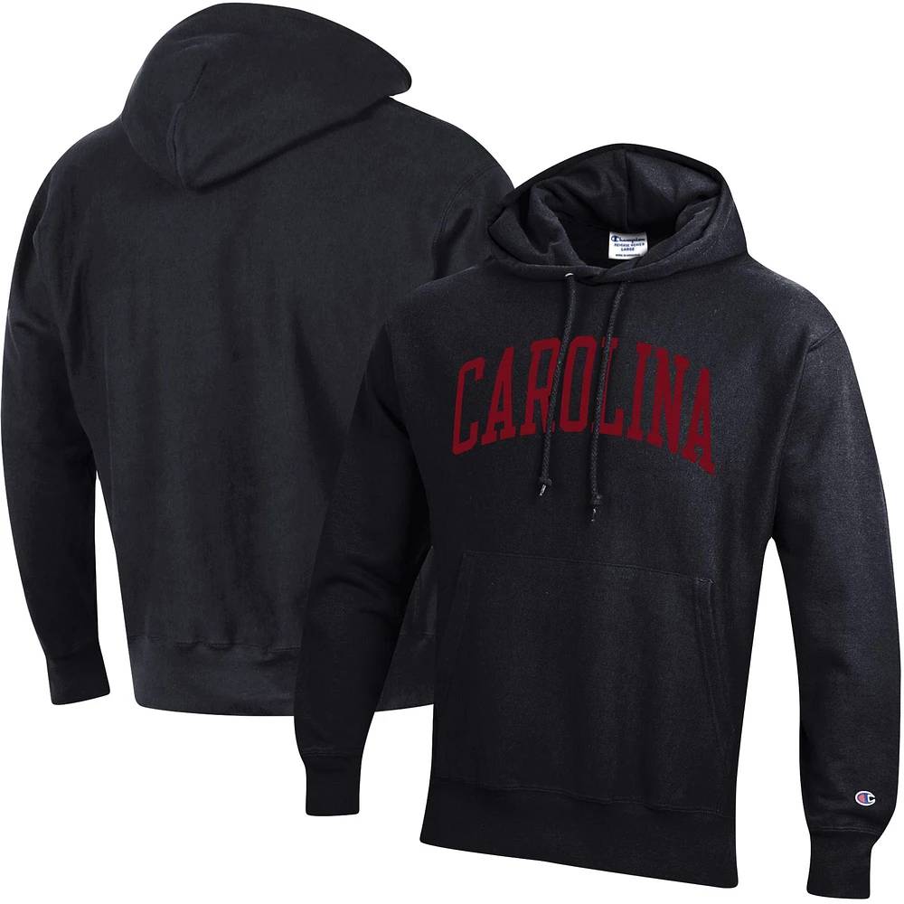 Men's Champion Black South Carolina Gamecocks Team Arch Reverse Weave Relaxed Fit Pullover Hoodie