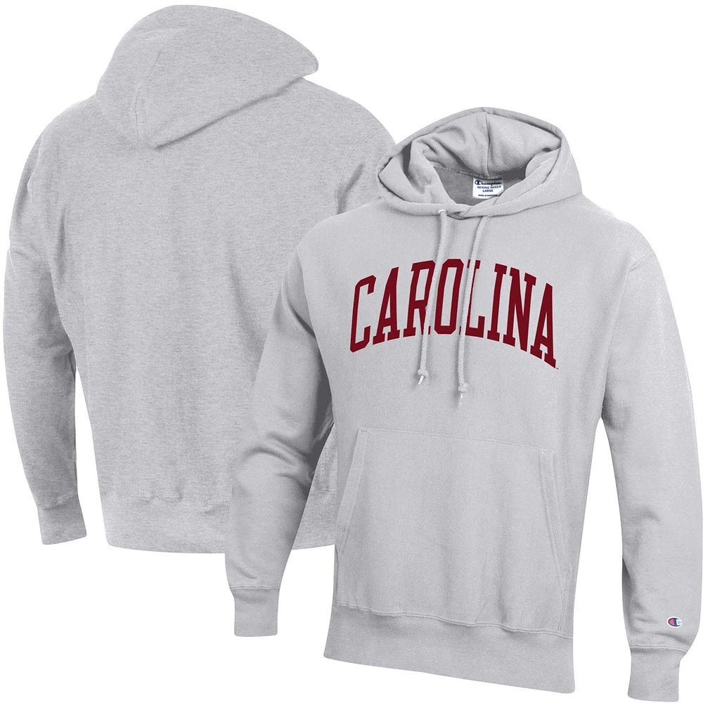 Men's Champion Heather Gray South Carolina Gamecocks Team Arch Reverse Weave Relaxed Fit Pullover Hoodie