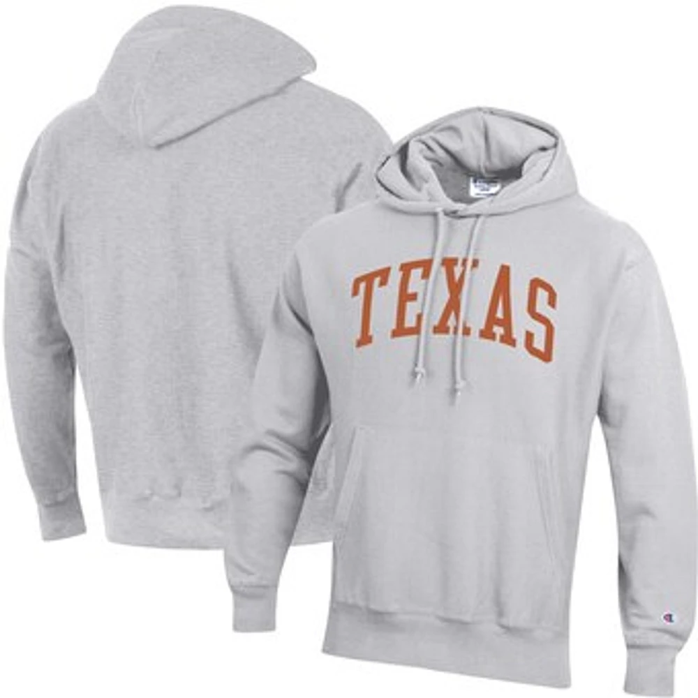 Men's Champion Heather Gray Texas Longhorns Team Arch Reverse Weave Relaxed Fit Pullover Hoodie