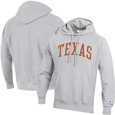 Men's Champion Heather Gray Texas Longhorns Team Arch Reverse Weave Relaxed Fit Pullover Hoodie