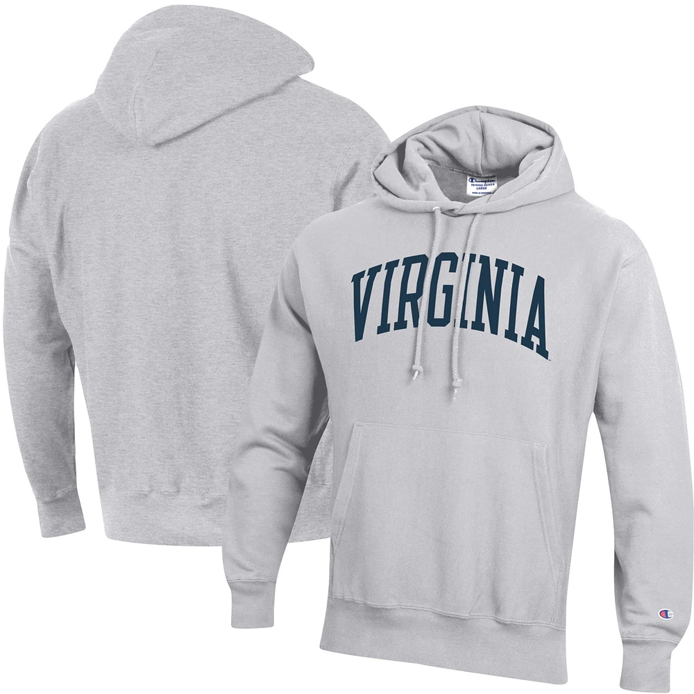Men's Champion Heather Gray Virginia Cavaliers Team Arch Reverse Weave Relaxed Fit Pullover Hoodie