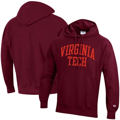 Men's Champion Maroon Virginia Tech Hokies Team Arch Reverse Weave Relaxed Fit Pullover Hoodie