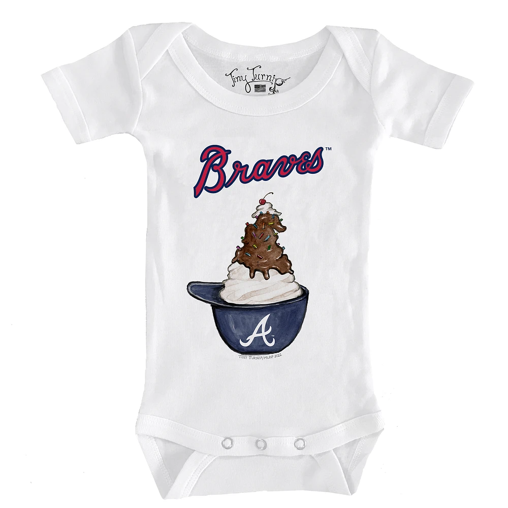 Infant Tiny Turnip White Atlanta Braves Sundae Helmet Bodysuit