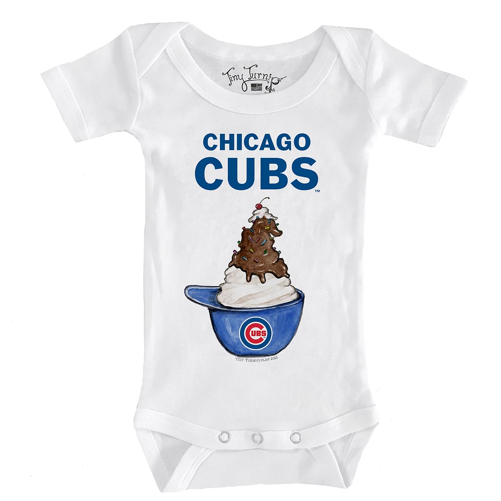 Infant Tiny Turnip White Chicago Cubs Sundae Helmet Bodysuit