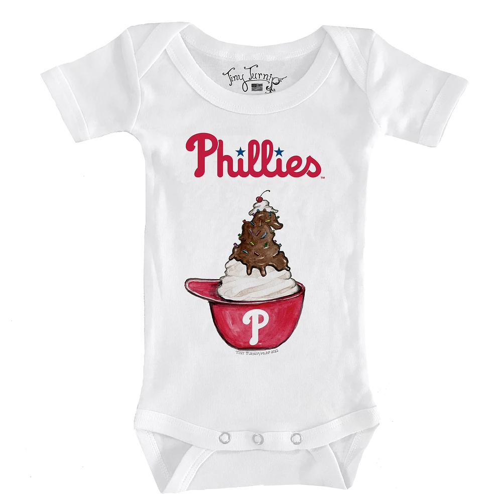Infant Tiny Turnip White Philadelphia Phillies Sundae Helmet Bodysuit