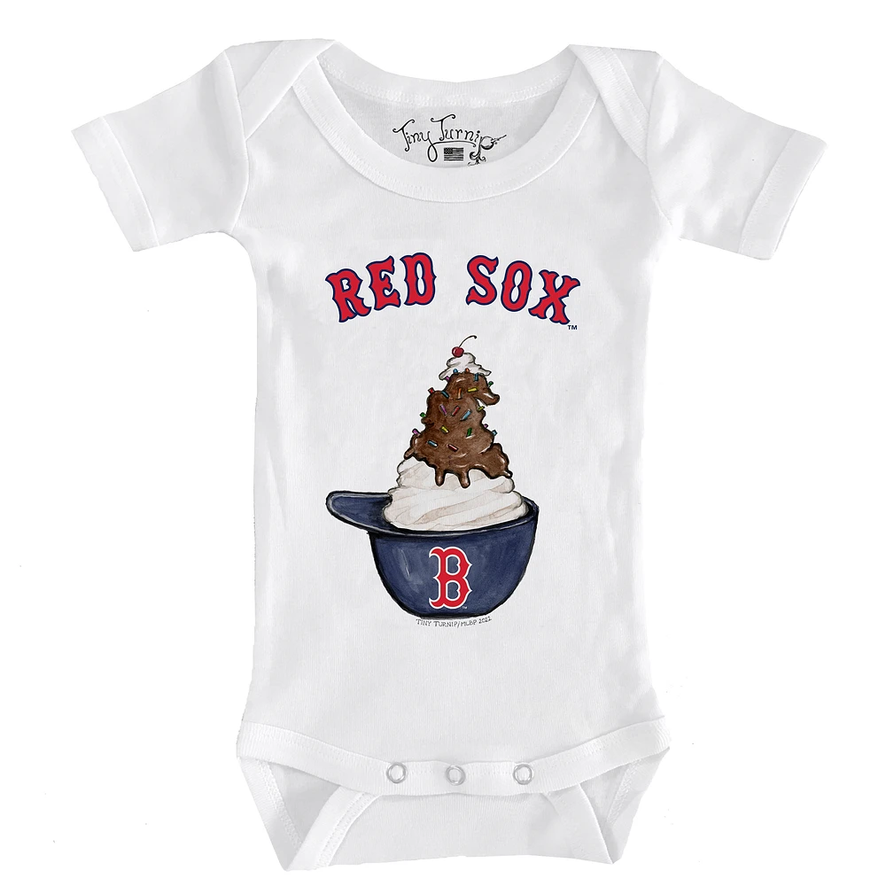 Infant Tiny Turnip White Boston Red Sox Sundae Helmet Bodysuit