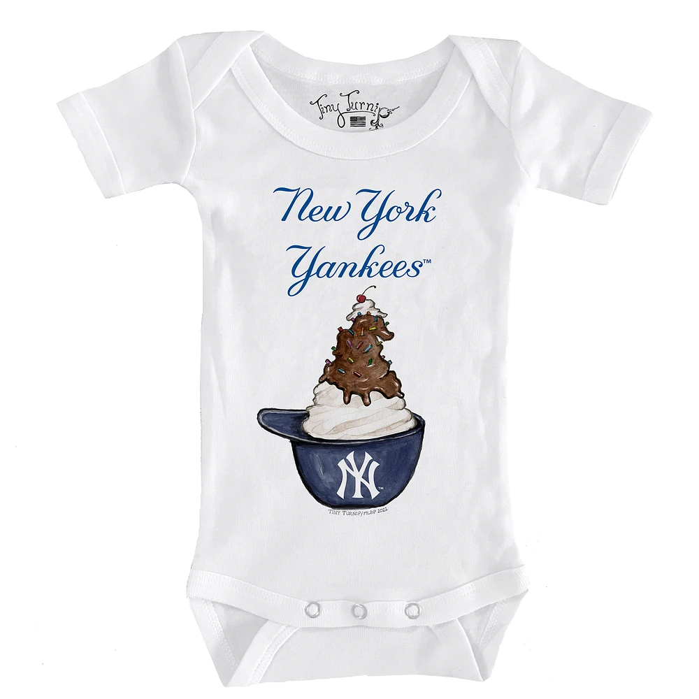 Infant Tiny Turnip White New York Yankees Sundae Helmet Bodysuit