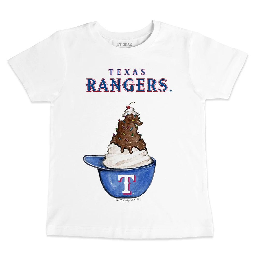 Infant Tiny Turnip White Texas Rangers Sundae Helmet T-Shirt
