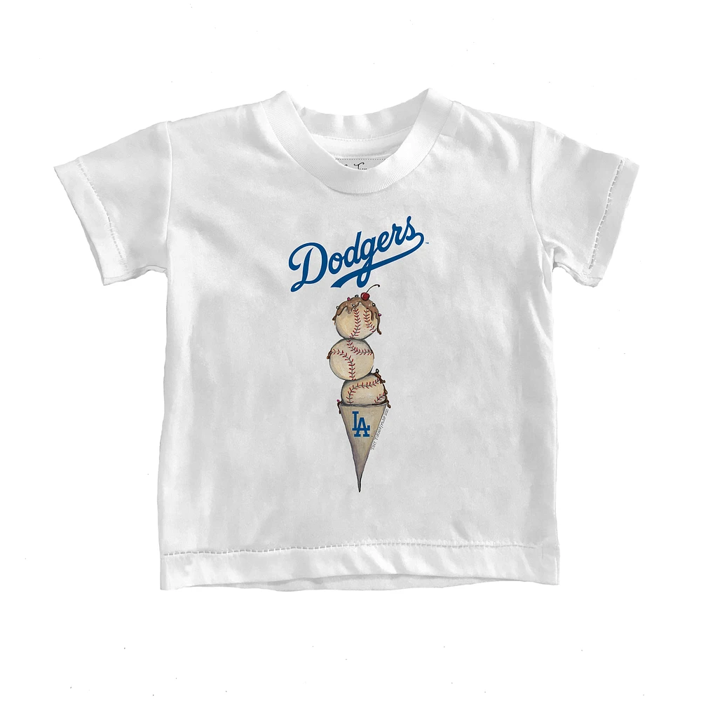 Infant Tiny Turnip White Los Angeles Dodgers Triple Scoop T-Shirt