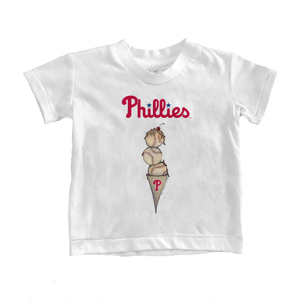 Infant Tiny Turnip White Philadelphia Phillies Triple Scoop T-Shirt