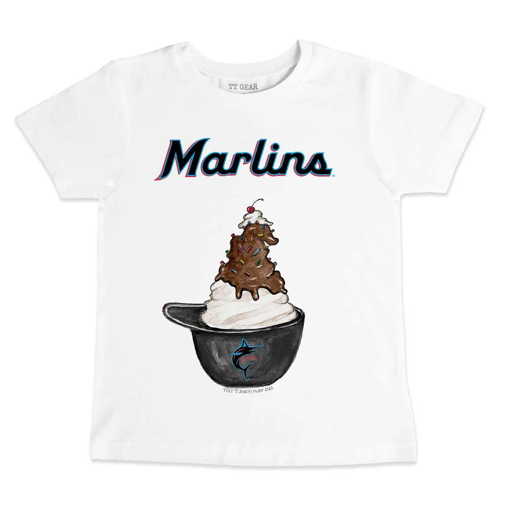 Toddler Tiny Turnip White Miami Marlins Sundae Helmet T-Shirt