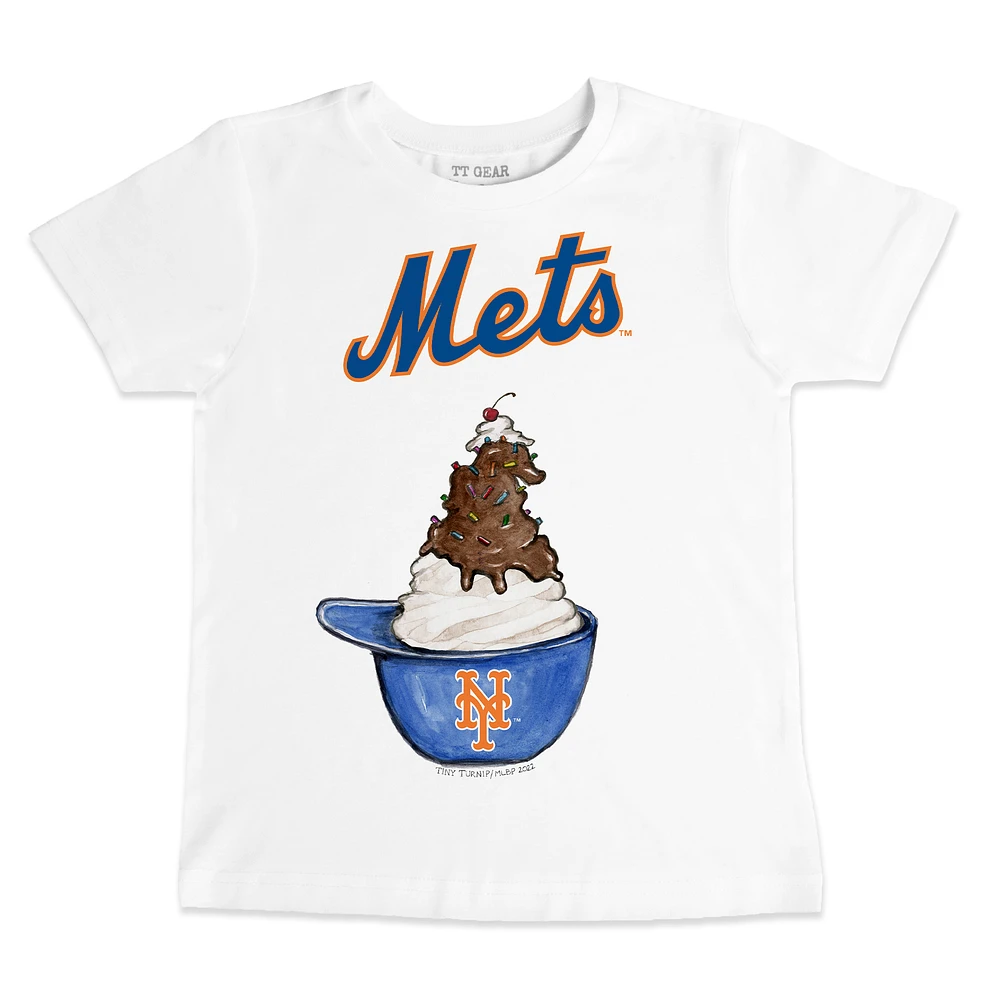 Toddler Tiny Turnip White New York Mets Sundae Helmet T-Shirt