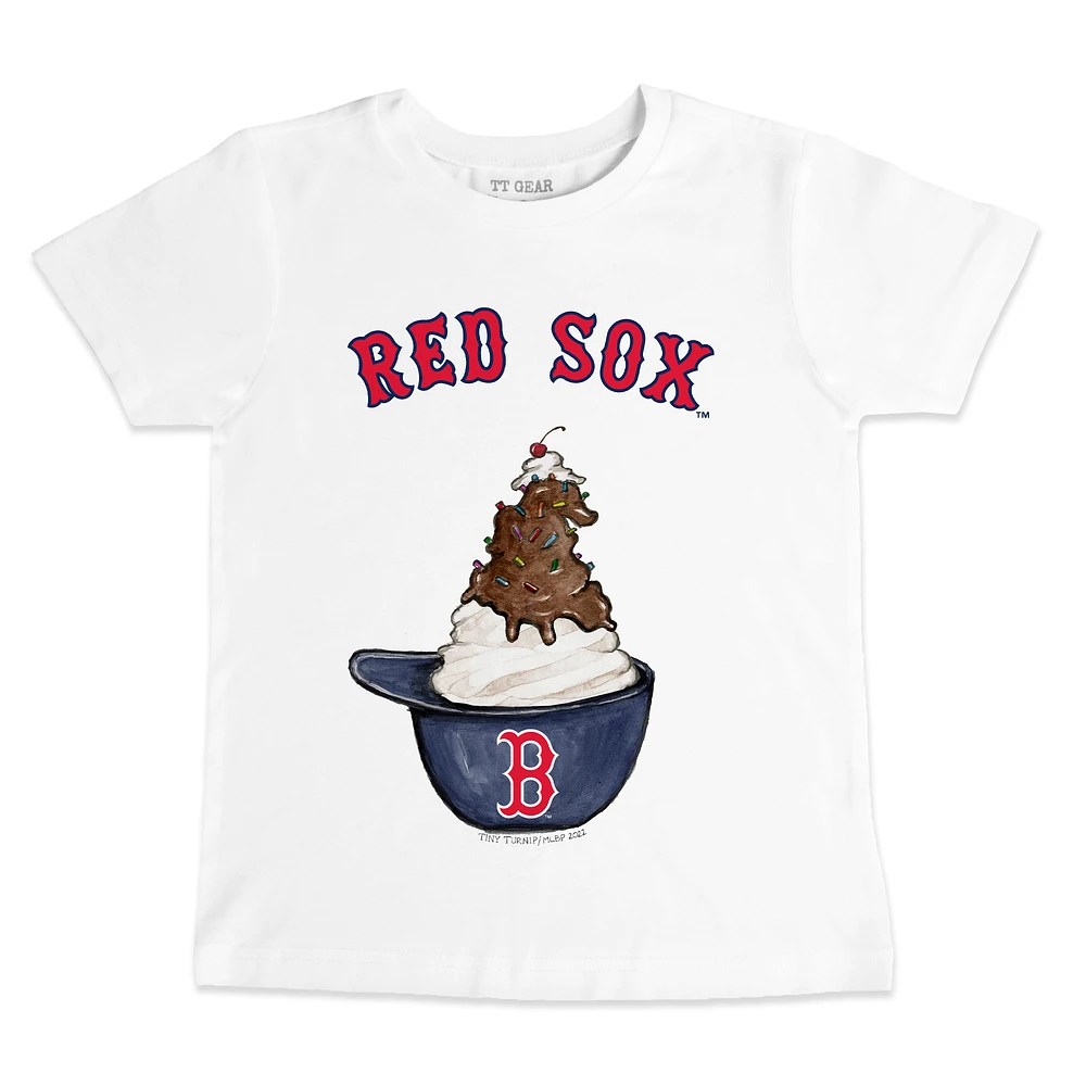 Toddler Tiny Turnip White Boston Red Sox Sundae Helmet T-Shirt