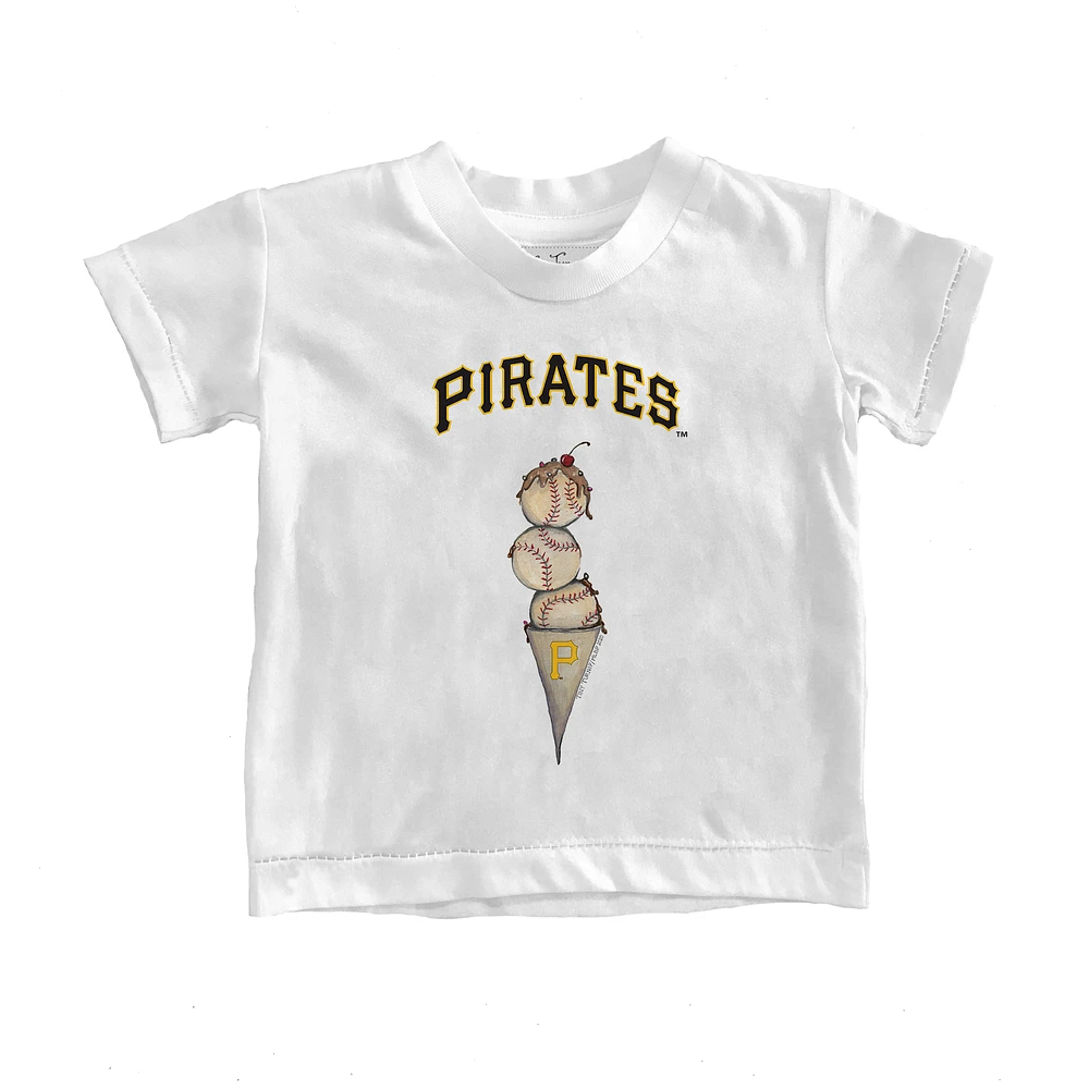 Toddler Tiny Turnip White Pittsburgh Pirates Triple Scoop T-Shirt