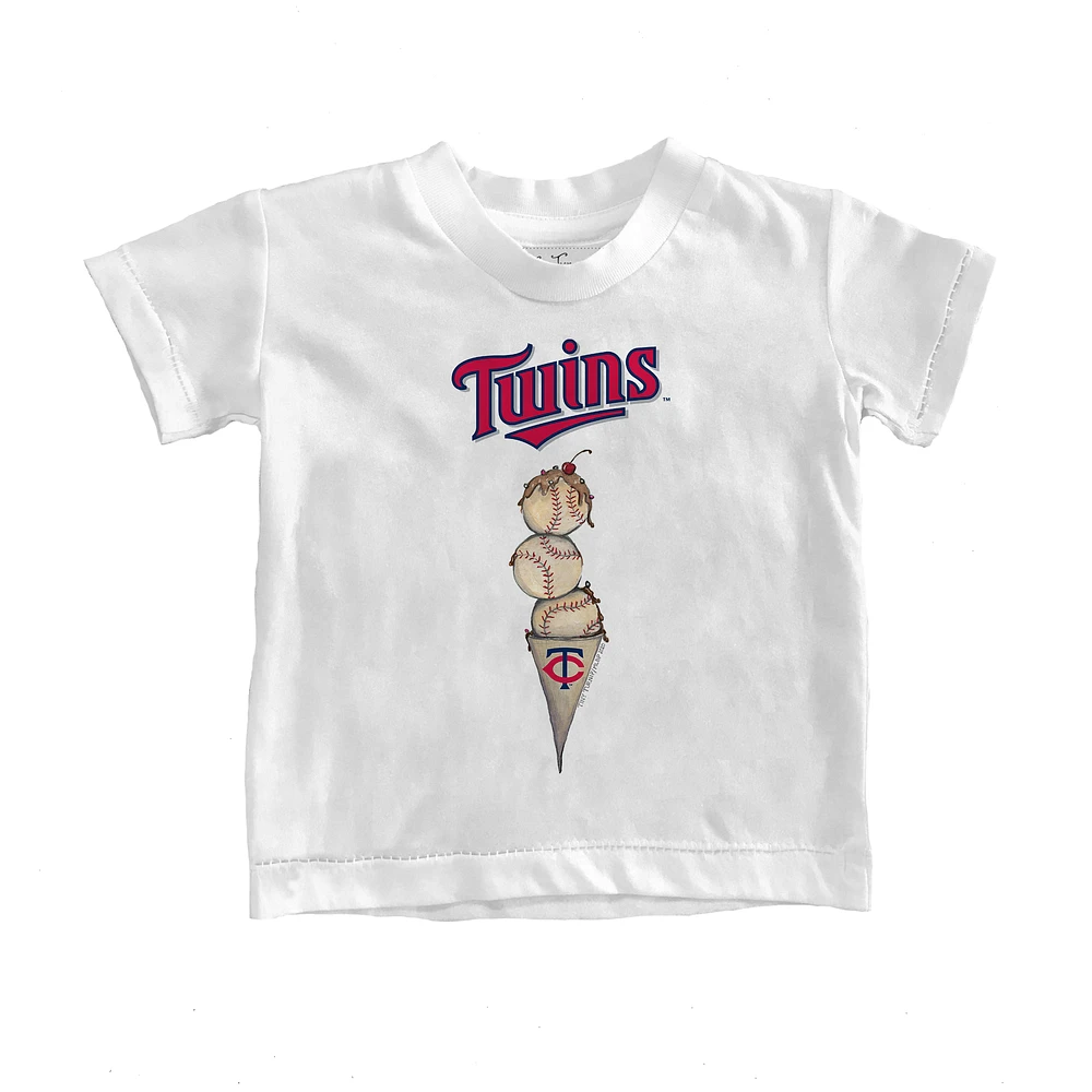 Toddler Tiny Turnip White Minnesota Twins Triple Scoop T-Shirt