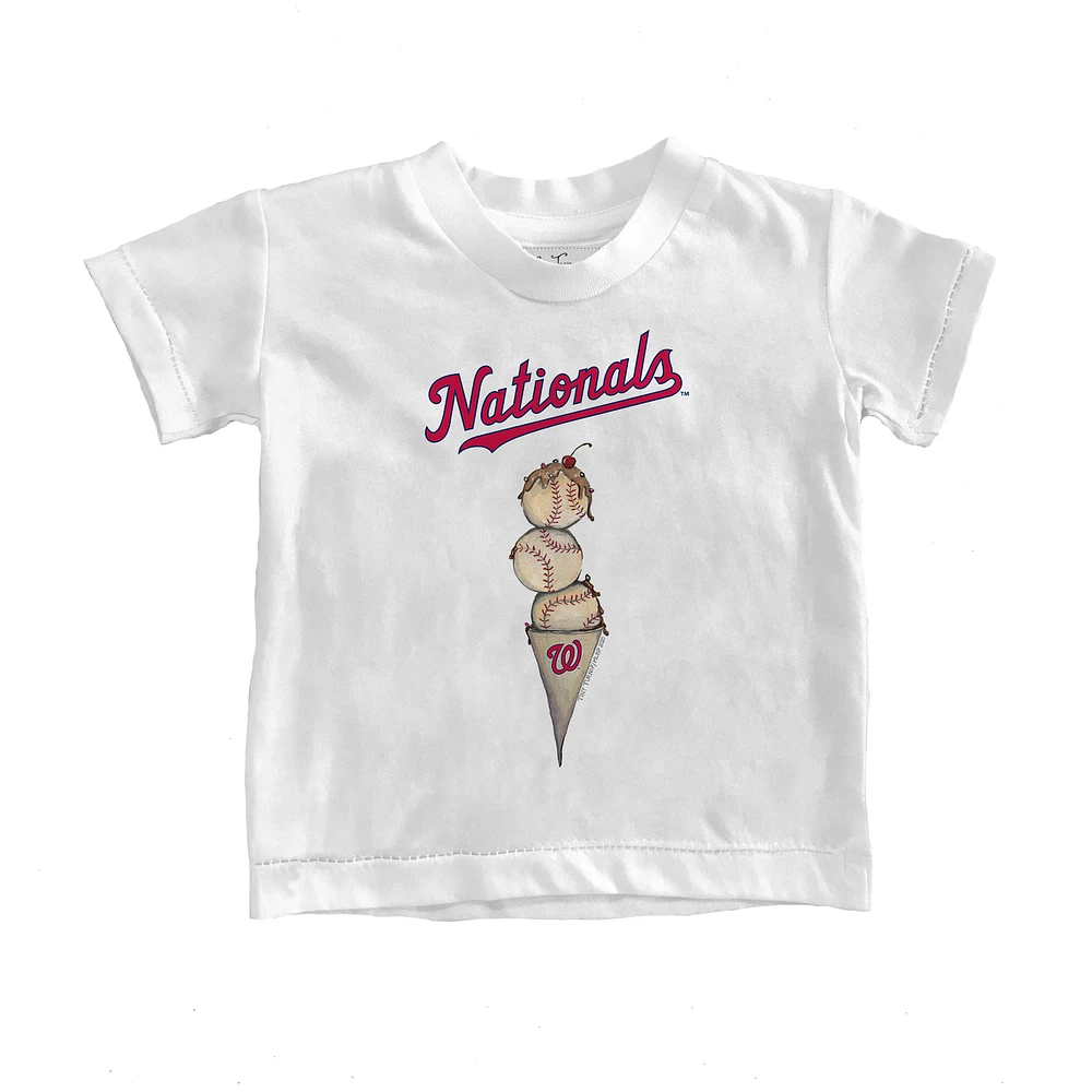 Toddler Tiny Turnip White Washington Nationals Triple Scoop T-Shirt