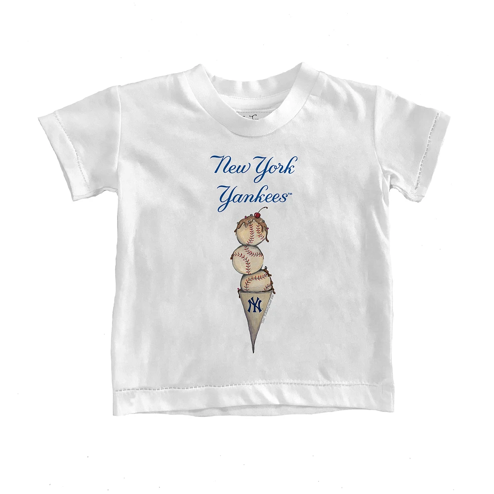 Toddler Tiny Turnip White New York Yankees Triple Scoop T-Shirt