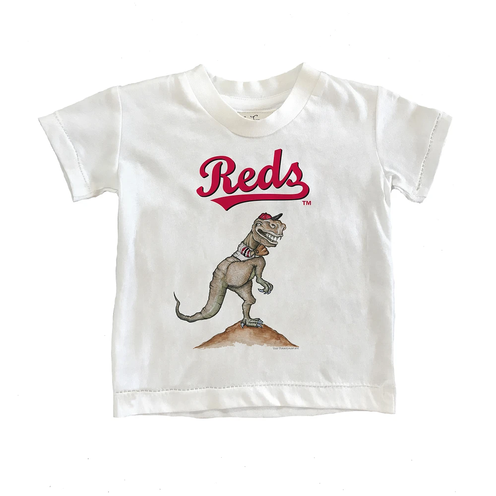 Toddler Tiny Turnip White Cincinnati Reds TT Rex T-Shirt