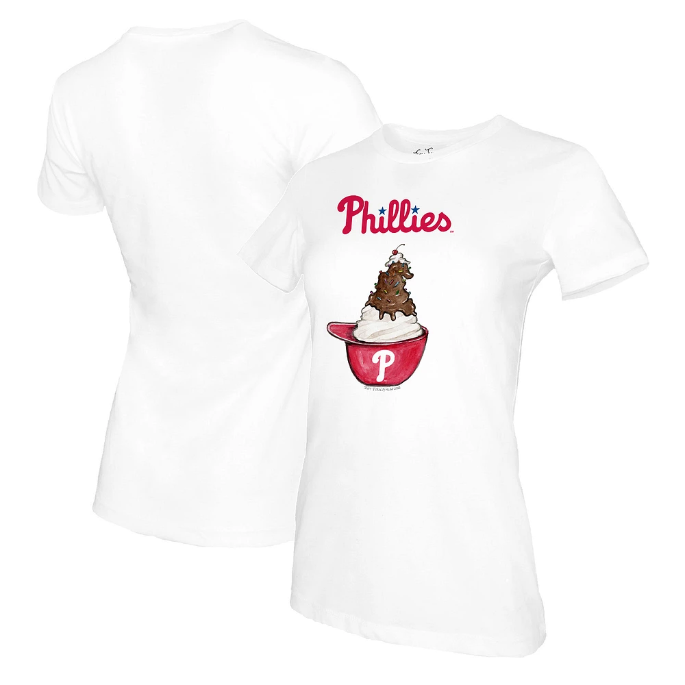 Women's Tiny Turnip White Philadelphia Phillies Sundae Helmet T-Shirt
