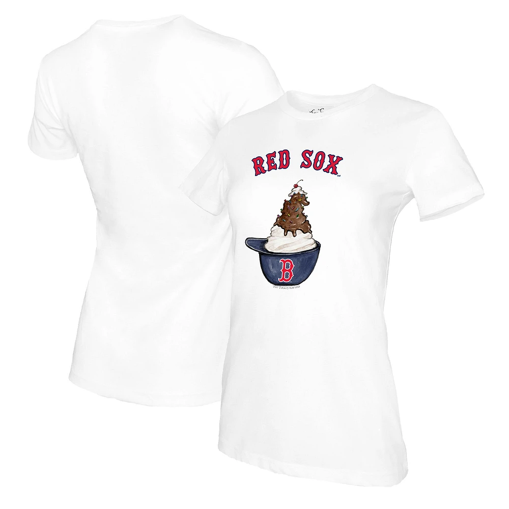 Women's Tiny Turnip White Boston Red Sox Sundae Helmet T-Shirt