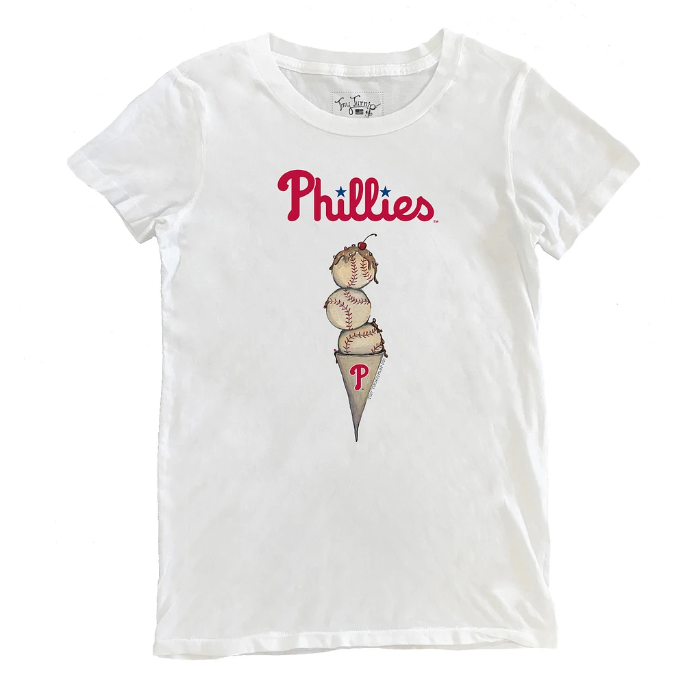 Women's Tiny Turnip White Philadelphia Phillies Triple Scoop T-Shirt