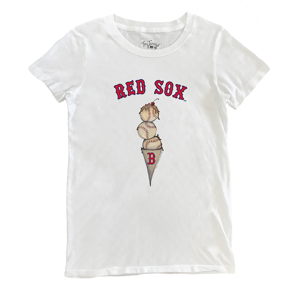 Women's Tiny Turnip White Boston Red Sox Triple Scoop T-Shirt