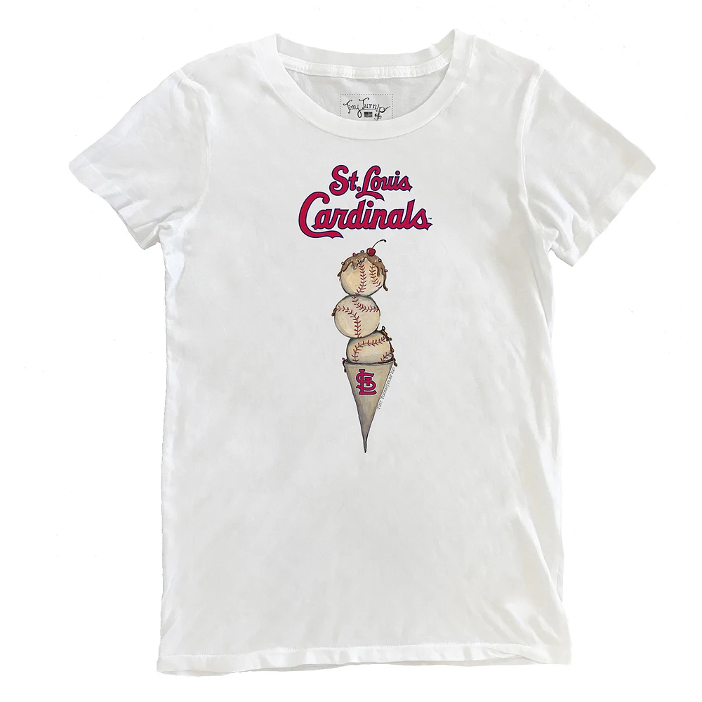 Women's Tiny Turnip White St. Louis Cardinals Triple Scoop T-Shirt