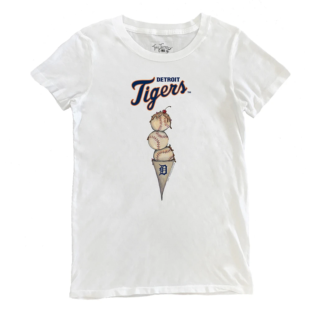 Women's Tiny Turnip White Detroit Tigers Triple Scoop T-Shirt