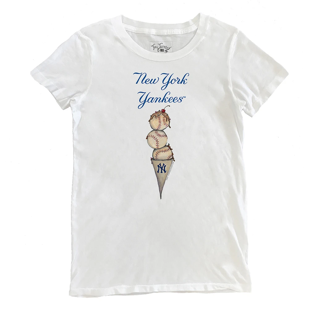 Women's Tiny Turnip White New York Yankees Triple Scoop T-Shirt
