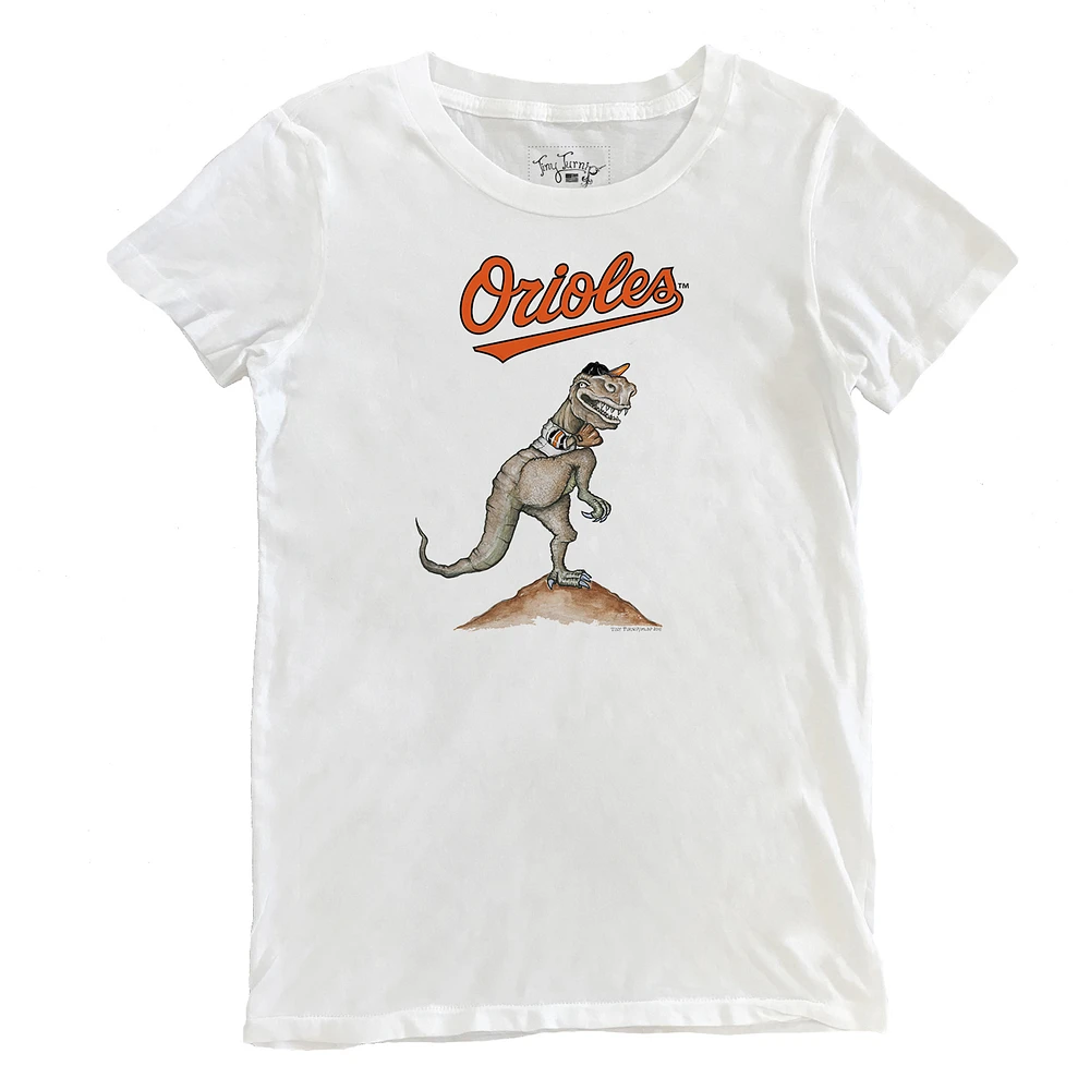 Women's Tiny Turnip White Baltimore Orioles TT Rex T-Shirt